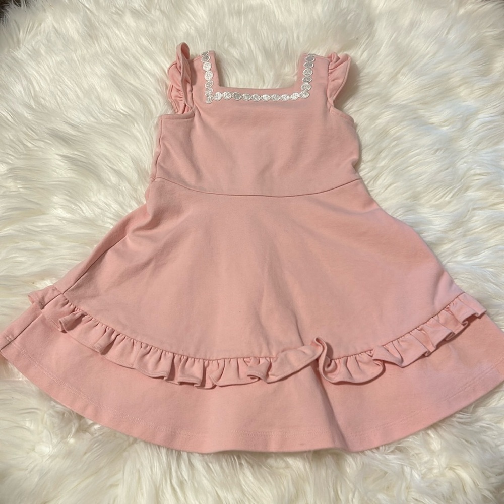 Janie and Jack Dot Trim Pointe Dress Crystal Rose Size 2T EUC Light Pink Stretc